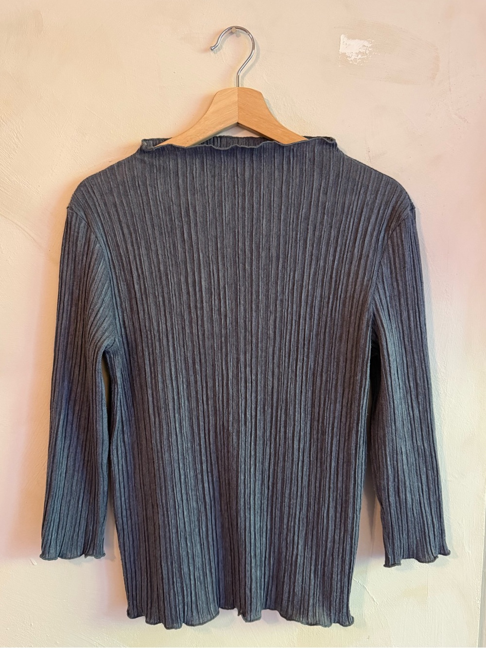 Gato Gray Ribbed Mock Neck | Long Sleeve Top Fitted Stretch